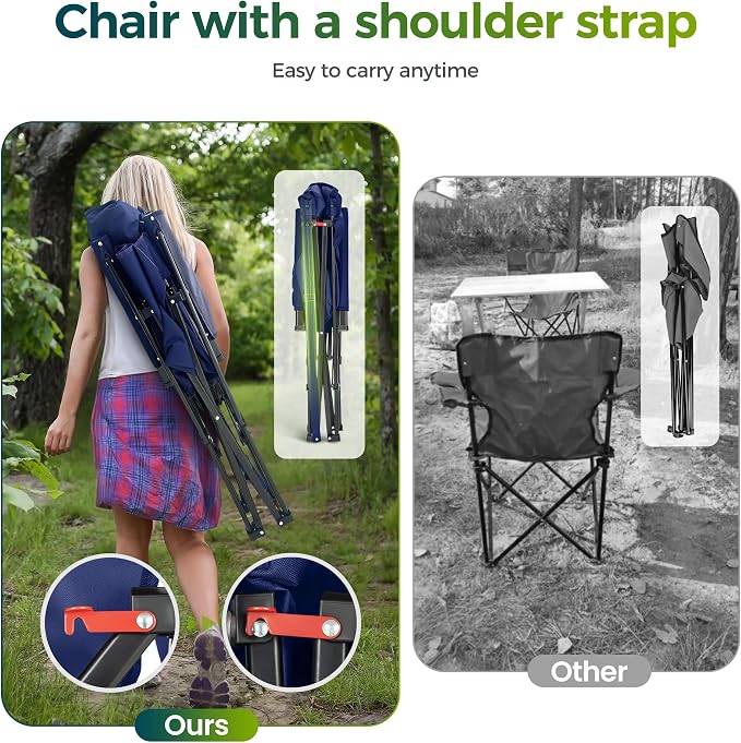 ALPHA CAMP Oversized Folding Camping Chairs High Backrest Heavy Duty Lawn Chairs - Image 6