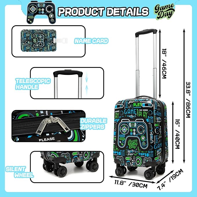 Kid’s Luggage Set 5 Piece Suitcase Set 16’’ Hardside Luggage - Image 2