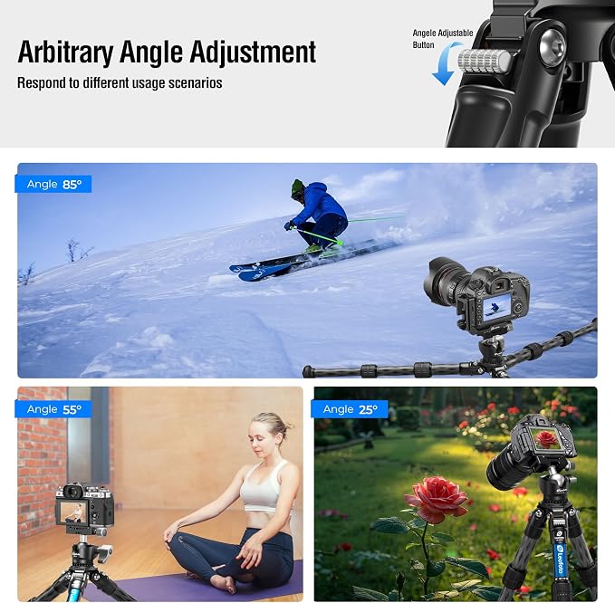Travel Camera Carbon Fiber Mini Table Tripod, 14.5" Lightweight Desktop Tripod - Image 2
