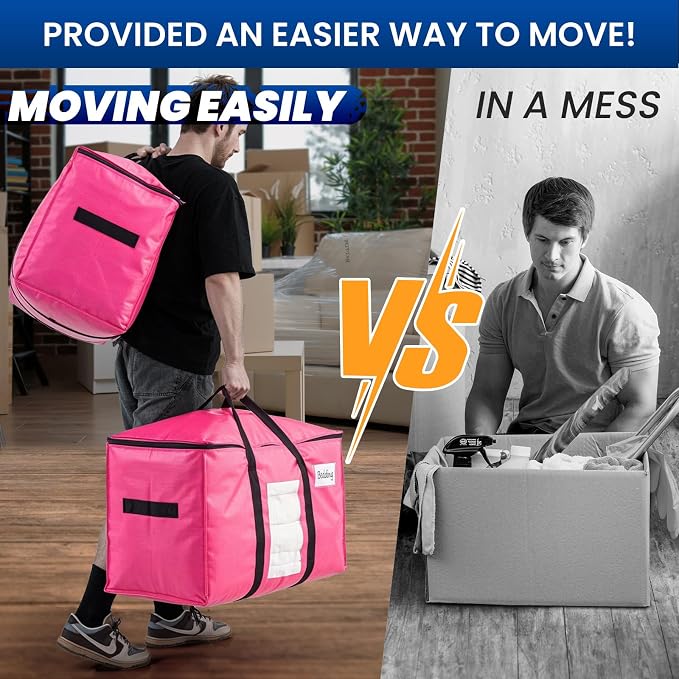 TAILI 4 Pack Pink Extra Large Moving Bags, Heavy Duty Totes - Image 6