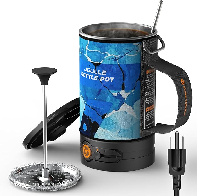 Electric French Press Coffee Maker, 120V Boil Water & Press Coffee 2-in-1 by STOKEVOLTAICS