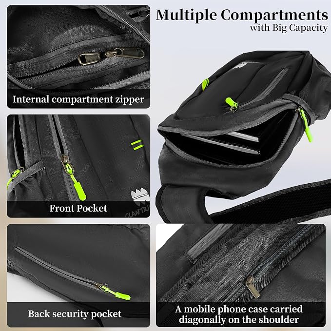 Small Sling Backpack, Lightweight Crossbody Backpack, Foldable Cross Body Bag - Image 4