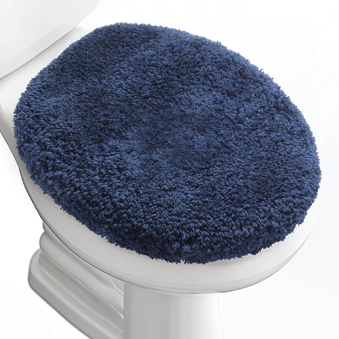 Microfiber Elongated Toilet Seat Cover 19.5"x 15" Machine Washable Solid Toilet by Baahrnom