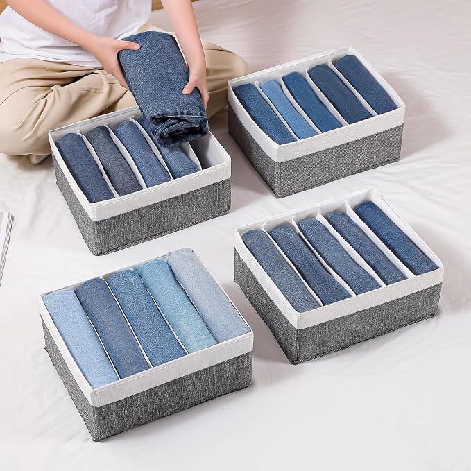 Jeans Drawer Organizers for Clothing, 5 Grids Compartment Wardrobe clothes - Image 7