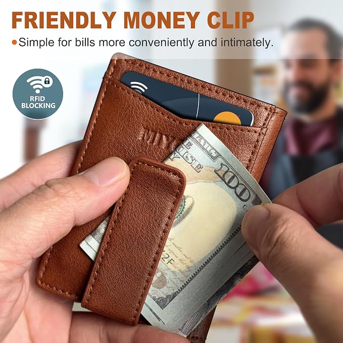 Airtag Wallet for Men- with Money Clip Gift Boxed, Magnetic Closure Slim - Image 6