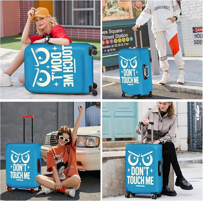 ANNA QUEEN Funny “Don’t Touch Me” Luggage Cover, Bold Blue Suitcase Protector - Image 7