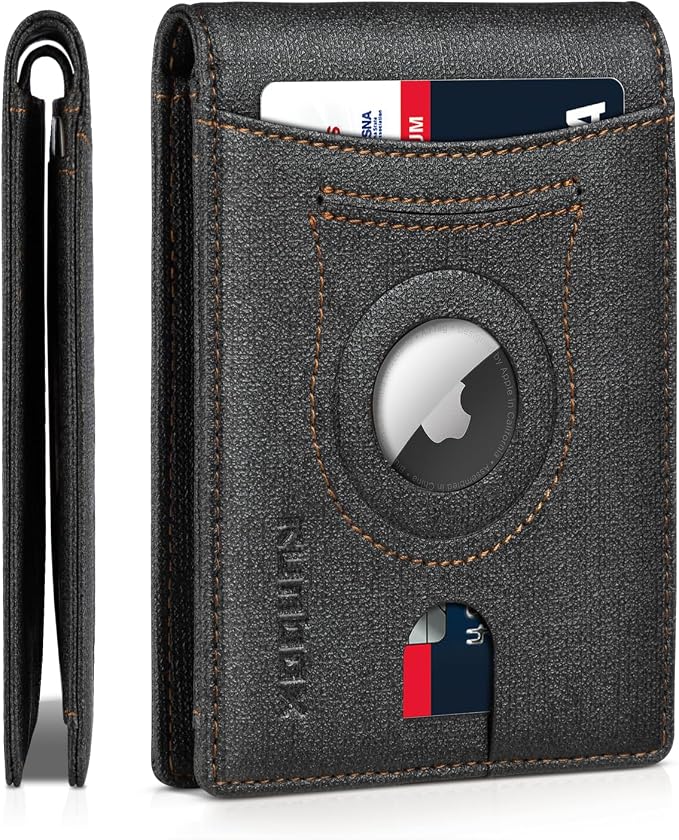 RUNBOX AirTag-Wallet-Mens-Slim-RFID Blocking Wallets Leather by RUNBOX
