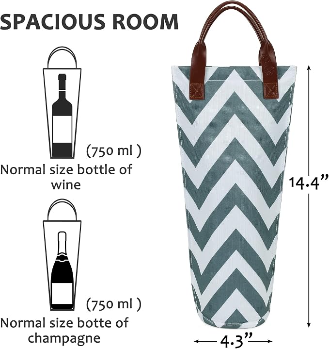 Tirrinia Single Wine Carrier Tote, Insulated Wine Cooler Bag - Image 5