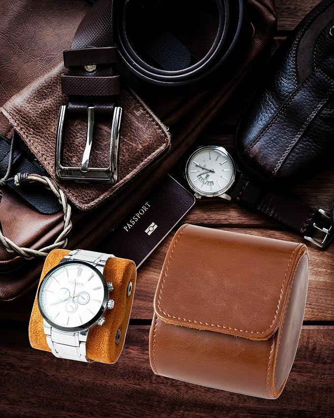 MR.OKAY Single Watch Travel Case-Classic Leather Watch Case - Image 5