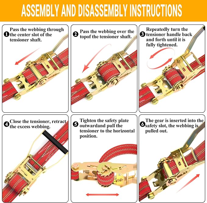 2Pack Ratchet Straps Heavy Duty, 2” 32Ft Tie Down Straps Ratchet, Tie Down - Image 3
