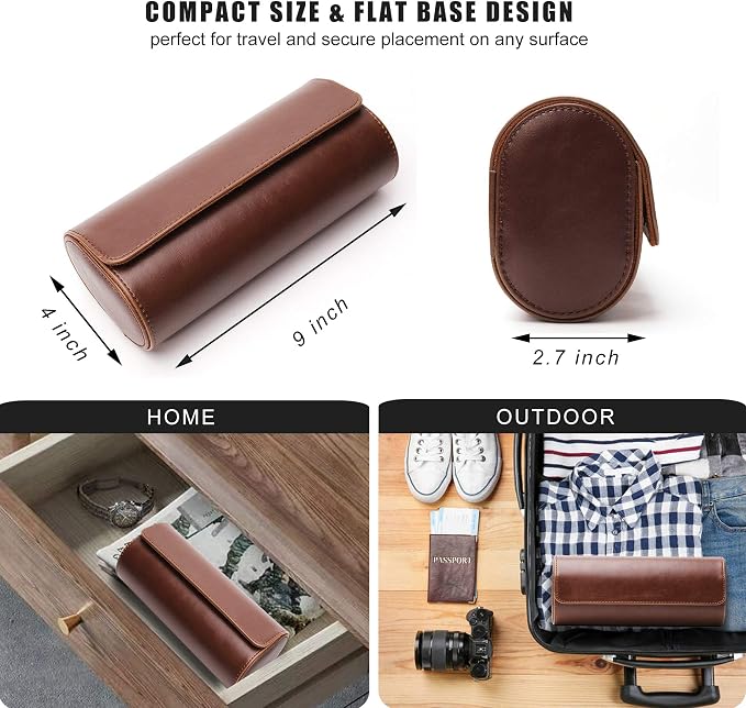 Longjet Watch Roll Travel Case for Men Portable Watches Organizer Box - Image 3