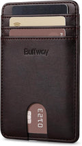 Buffway Mens Slim Wallet, Minimalist Thin Front Pocket Leather Credit Card by Buffway