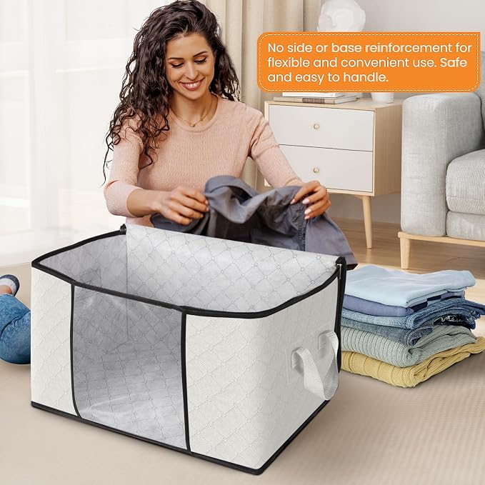 Fab totes 8 Pack Clothes Storage, Foldable Thick Fabric Blanket Storage Bags - Image 3