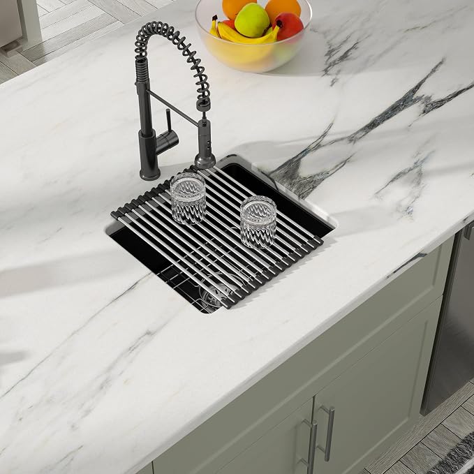 Dcolora 15 Inch Granite Composite Black Bar Sink Undermount Small Kitchen Sink - Image 2