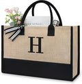 TOPDesign Initial Jute/Canvas Tote Bag, Personalized Present Bag, Suitable by TOPDesign