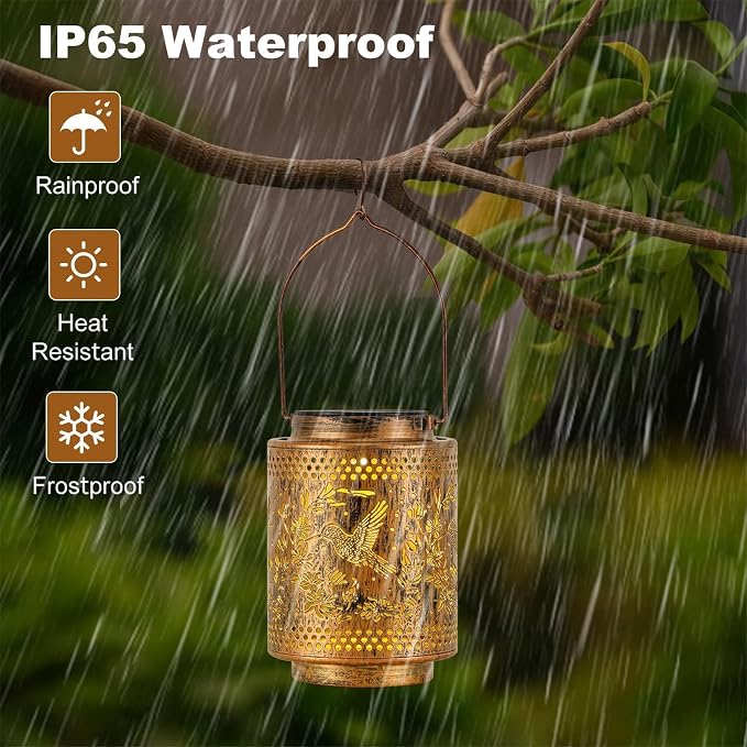 Solar Lanterns Outdoor Waterproof Hummingbird and Iris Garden Decor Gifts - Image 2