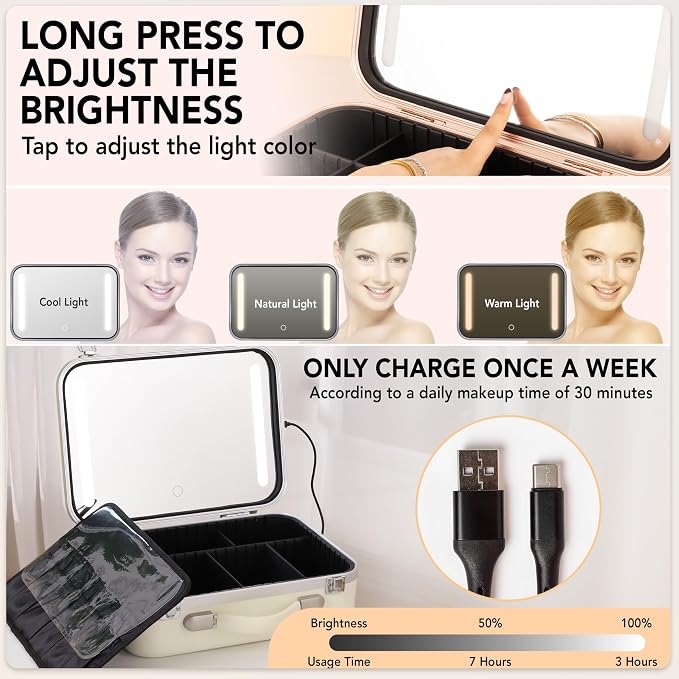 Lighted Makeup Case with Mirror - Image 7