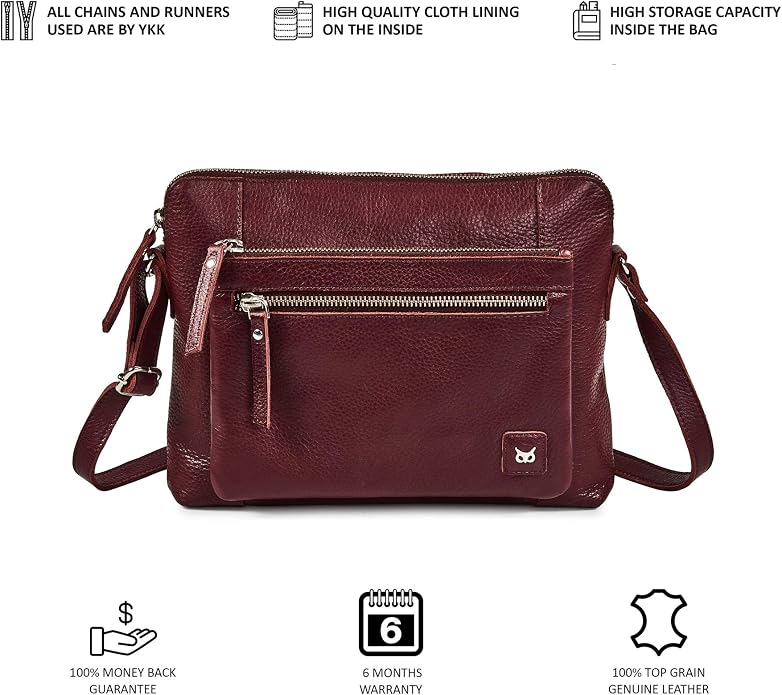 Wise Owl Accessories Small Soft Pebbled Real Leather Crossbody Handbags Purses - Image 7