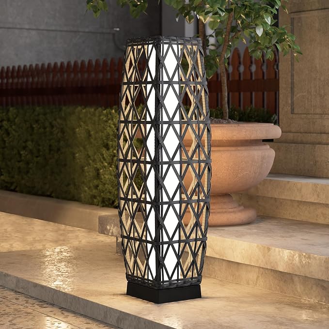 Grand patio Solar Outdoor Floor Lamp Wicker Lantern Decoration Light by GrandPatio