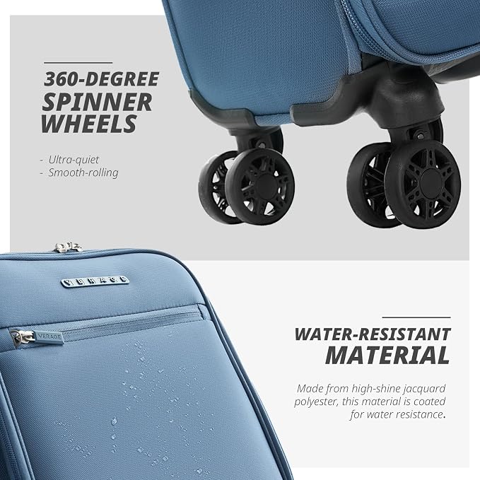 Verage Under Seat Luggage with Wheels, Softside Small Suitcase Spinner Carry On - Image 7