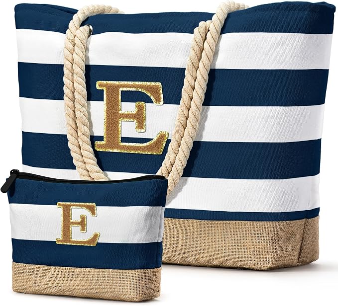 Becokan Beach Bag Initial Beach Tote by BecokanBeachBagSpecialist