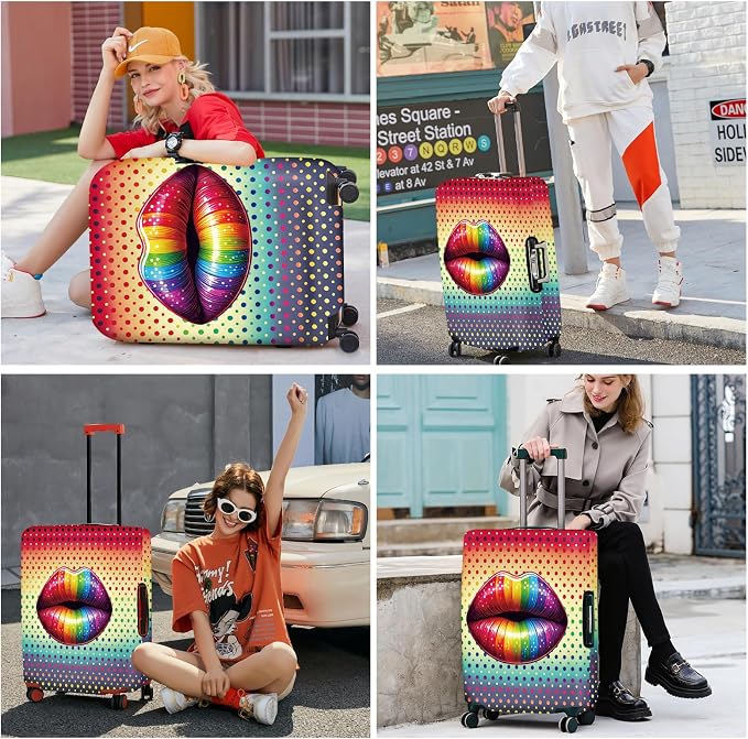 ANNA QUEEN Pop Art Rainbow Lips Luggage Cover, Colorful Suitcase Protector - Image 7