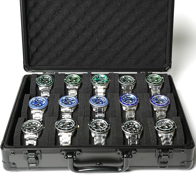 15 slots Watch organizer Case, Aluminum watch storage box, hard watch travel box - Image 6