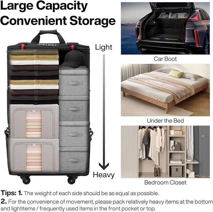 mixi Travel Bag with Wheels Expandable Foldable Luggage Bag Collapsible Rolling - Image 6