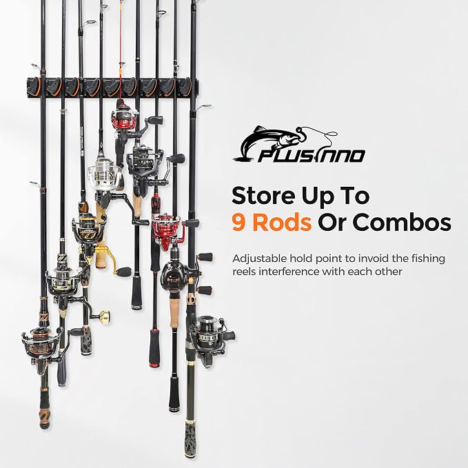 PLUSINNO V9 Vertical Fishing Rod Holders, 2 Packs Wall Mounted Fishing Pole - Image 2