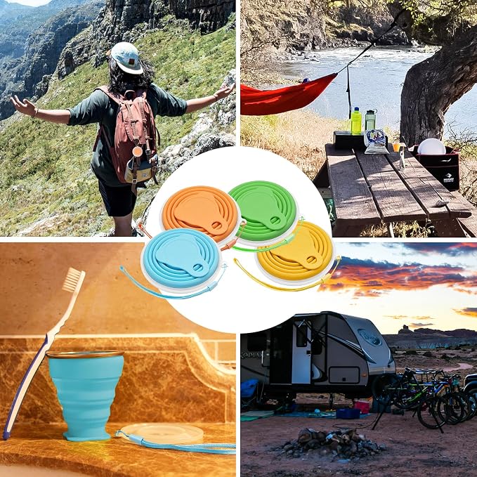 Litoexpe 4 Pack Silicone Collapsible Travel Cup Portable Folding Camping Cup - Image 7