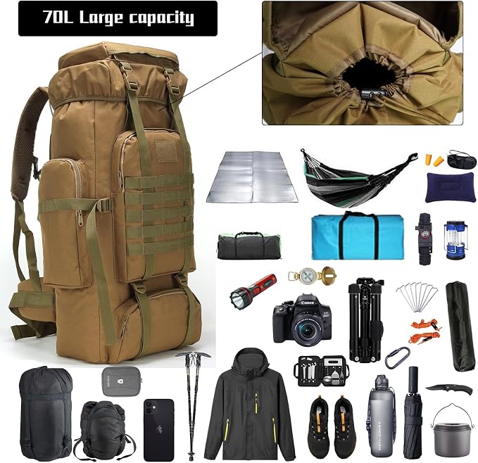 Hiking Backpack for Men 70L/100L Camping Backpack Military Rucksack Molle 3 - Image 2