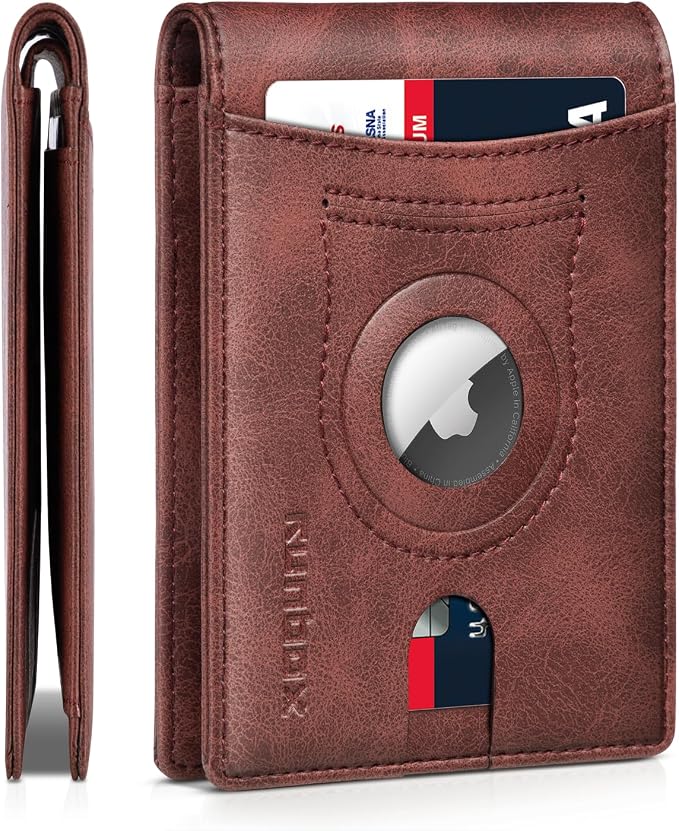 RUNBOX AirTag-Wallet-Mens-Slim-RFID Blocking Wallets Leather by RUNBOX