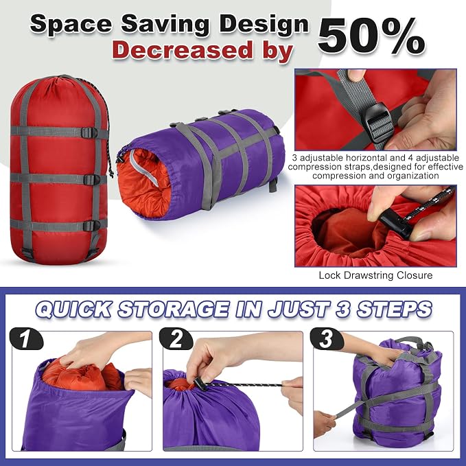 5 Pack Compression Stuff Sack 5 Assorted Size Sleeping Bag Stuff Sack - Image 4