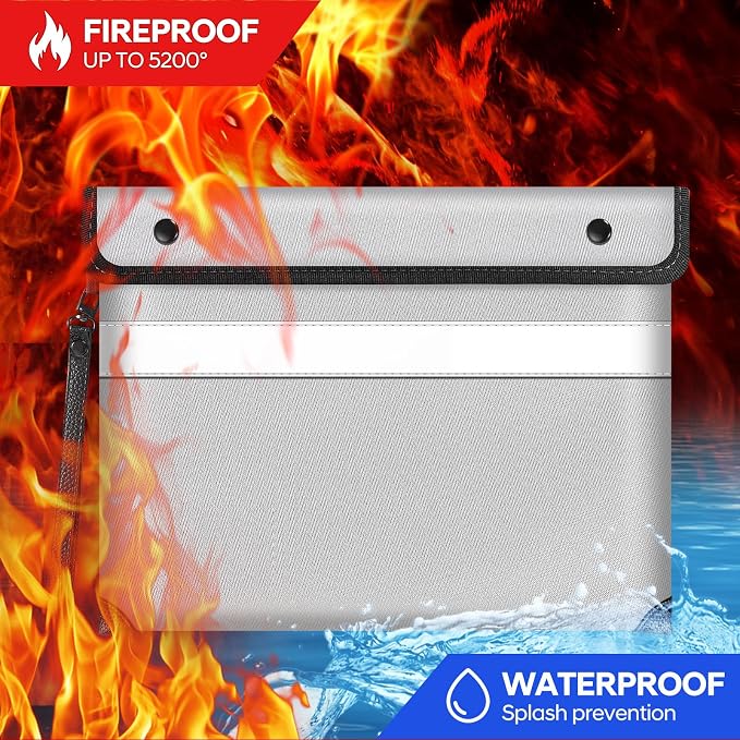 Fireproof Money Bag for Cash, Fireproof Document Bag 5200°F Heat Insulated - Image 2