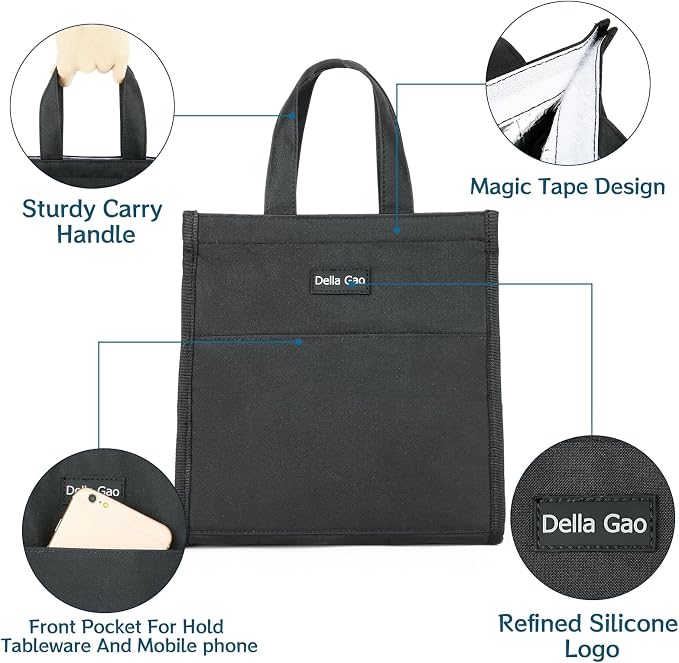 Della Gao Insulated Lunch Bag for Women Men, Waterproof Small Lunch Tote Lunch - Image 5