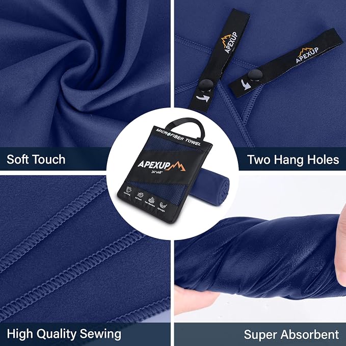 APEXUP Microfiber Travel Towel, Ultra Absorbent Quick Dry Towels, Lightweight - Image 2
