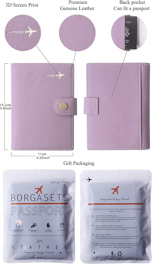 Genuine Leather Passport Case, RFID Passport Cover - Image 6