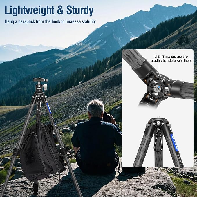 42.2" Carbon Fiber Travel Tripod - Image 4