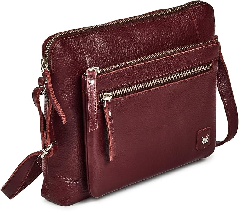 Wise Owl Accessories Small Soft Pebbled Real Leather Crossbody Handbags Purses by WiseOwlAccessories