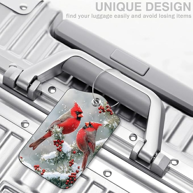 Red Cardinals on Snowy Branches Set of 2 Luggage Tags - Image 5