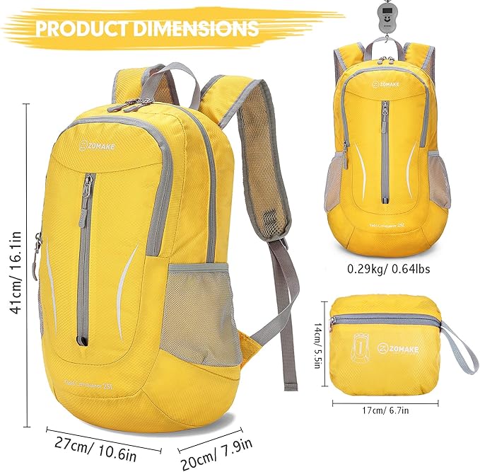 ZOMAKE Ultra Lightweight Packable Backpack 25L, Foldable Hiking Backpacks Water - Image 2