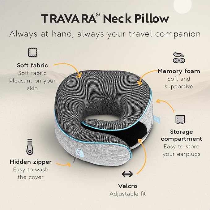Travel Pillow - Airplane Neck Pillow - 100% Pure Memory Foam Flight Pillow - Image 2