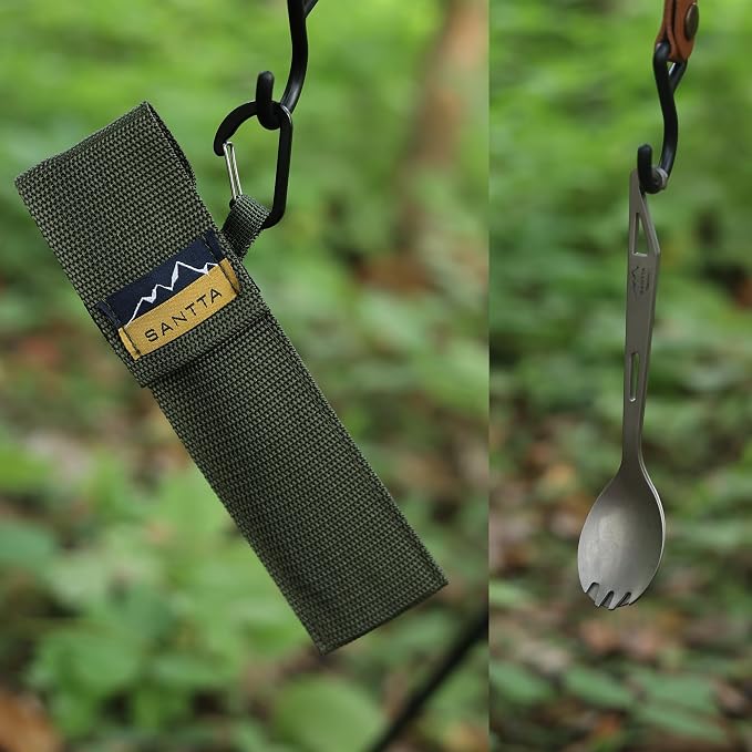 SANTTA Titanium Camping Spork Set of 2 Piece, Spoon Fork and Bottle Opener 3 in - Image 4