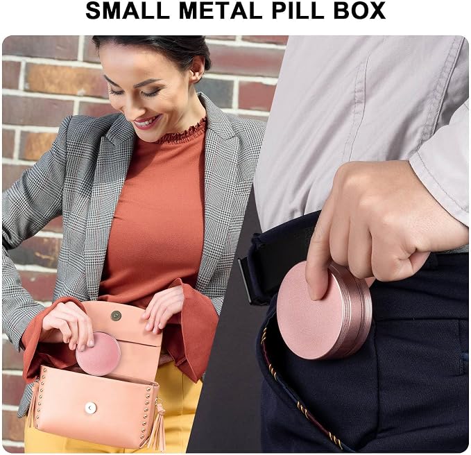 Small Pill Case 2 Compartment Metal Pill Box - Image 6