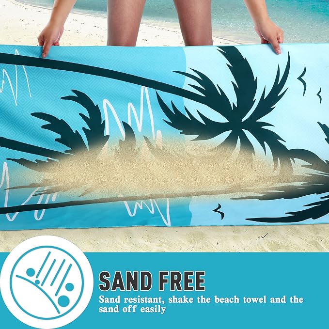 2 Pack Oversized Microfiber Beach Towel, Quick Drying, Super Absorbent - Image 2
