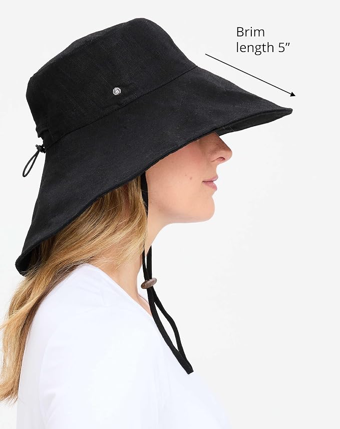 Solbari Women’s Ultra-Wide Cotton Linen Sun Hat UPF 50+, Adjustable - Image 2