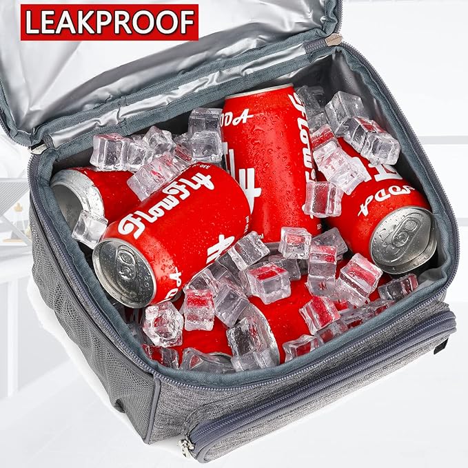 FlowFly Double Layer Cooler Insulated Lunch Bag Adult Lunch Box Large Tote Bag - Image 3