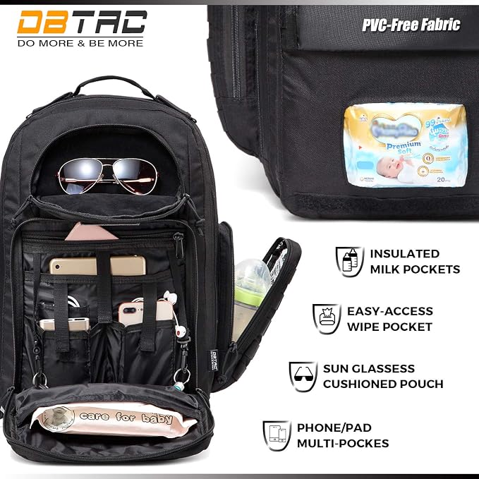 Diaper Bag Backpack for Dad, DBTAC Large Baby Nappy Bag for Men w/Changing Mat - Image 5