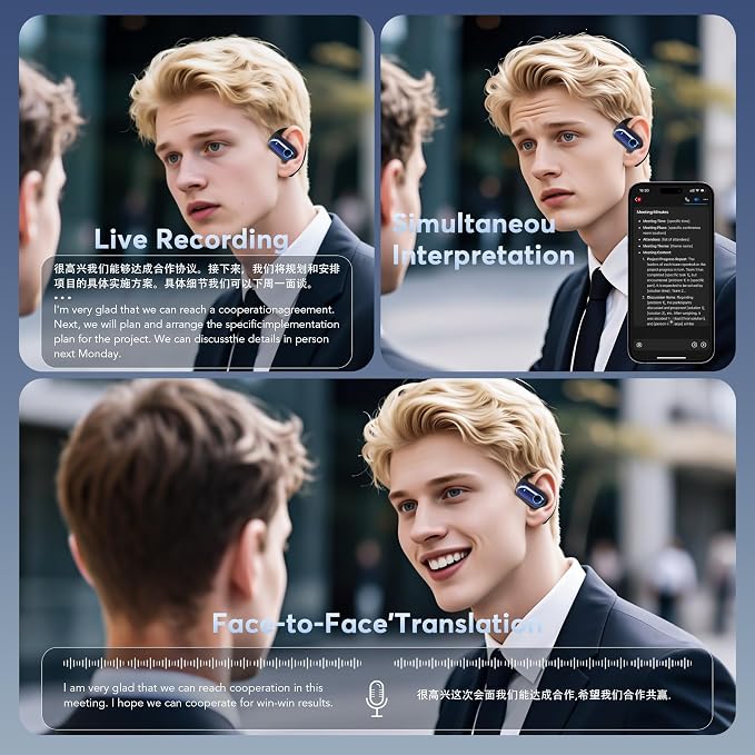 168 Languages AI Translation Earbuds, 4-in-1 Smart Mode Touch Screen Real-Time - Image 4