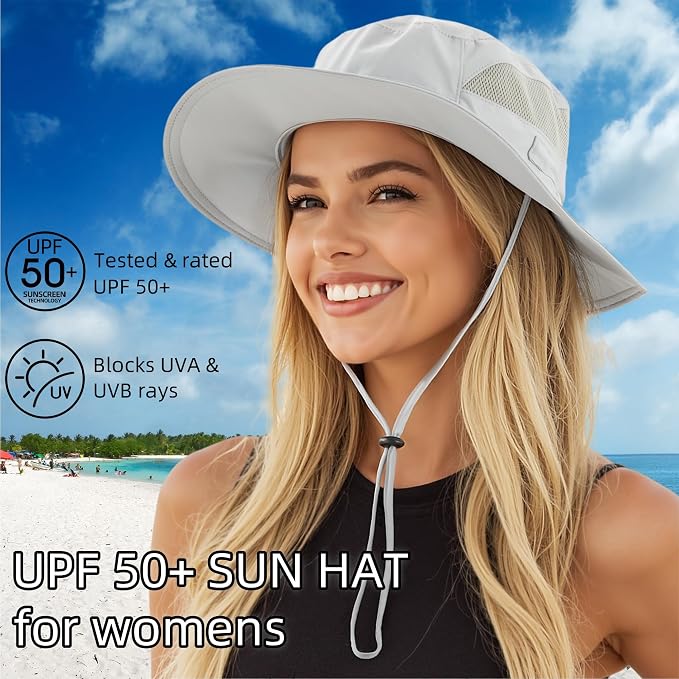 Connectyle Women's UPF 50+ Sun Hat UV Protection Wide Brim Bucket Hat Summer - Image 2